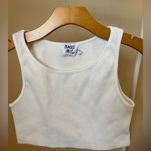 Princess Polly Cropped Ribbed White Tank